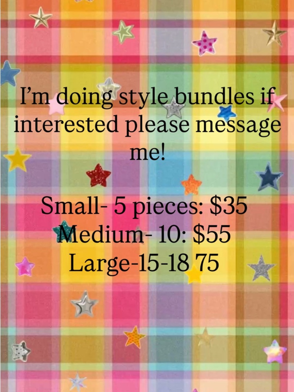 Colorful Plaid Background with Star Accents